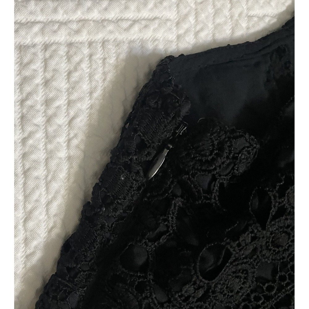 Abercrombie & Fitch Womens V-neckline Lace Crochet Skater Dress Black Sz 0 - Picture 7 of 10